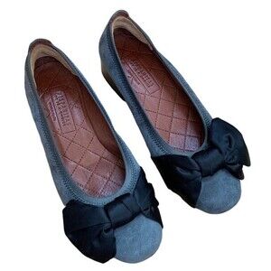 Hispanitas Womens Calani Gray Suede Pumps Comfort Satin Bow Low Heel 35 / 5